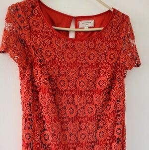 Anthropologie Moulinette Soeurs burnt orange lace dress, Size 4